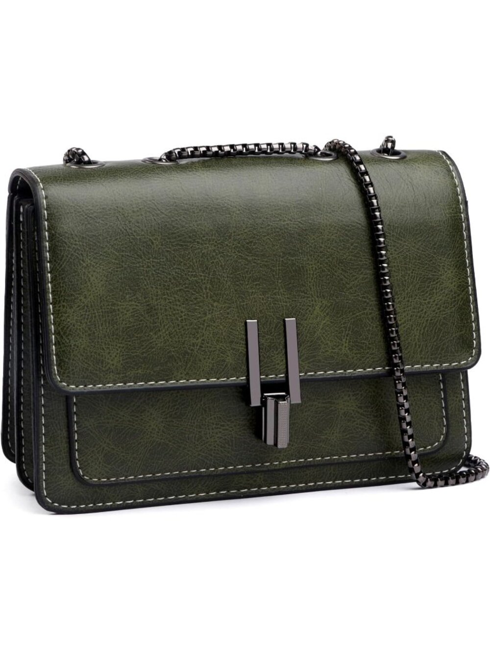 Womens Green Quilted Small Pu Leather Shoulder Purse Chain Crossbody Bag